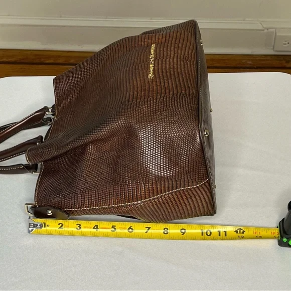 DOONEY & BOURKE Barlow Lizard Chocolate Brown Embossed Genuine Leather Satchel - Picture 8 of 16